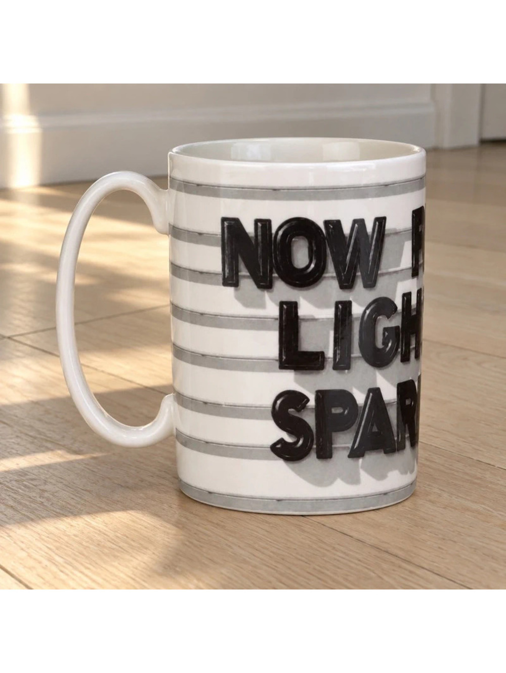 Kate Spade Now Playing Light the Sparklers Porcelain Mug 12 oz Black White